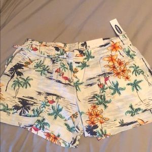 Hawaiian themed shorts, loose fitting